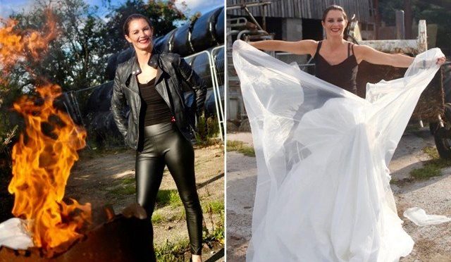 خاتون نے طلاق کا جشن منانے کیلئے عروسی لباس کو نذر آتش کردیا
