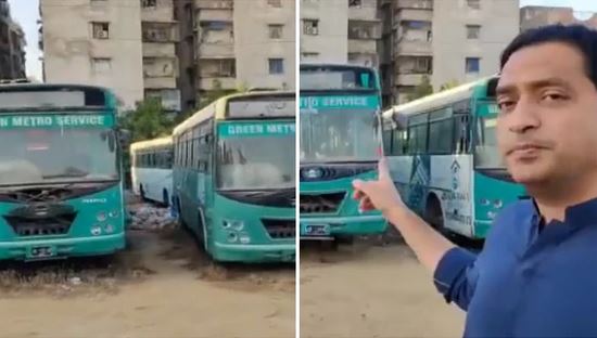 خرم شیر زمان نےکراچی میں زنگ کھاتی سرکاری بسوں کی ویڈیو شیئرکردی