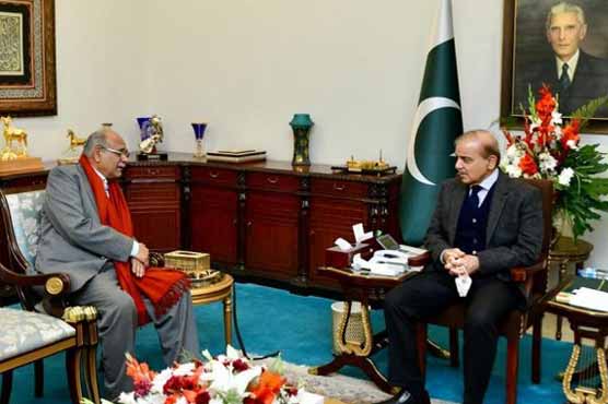 وزیر اعظم شہباز شریف سے چیئرمین عبوری مینجمنٹ کمیٹی پی سی بی نجم سیٹھی کی ملاقات