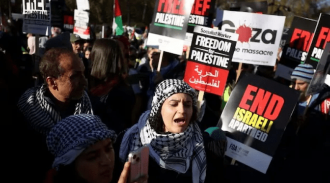 فلسطین کیلئے لندن میں 3 لاکھ افراد کا مارچ