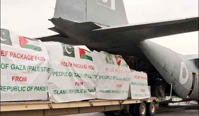غزہ کے لیے پاکستان سے امدادی سامان کی پانچویں کھیپ روانہ